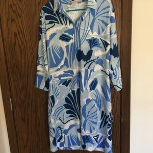 NWOT! Gretchen Scott blue shirt dress